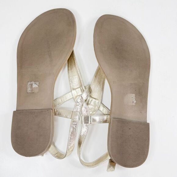 Michael Shannon Metallic Gold T Strap Thong Sandals Womens 11 - Picture 9 of 12